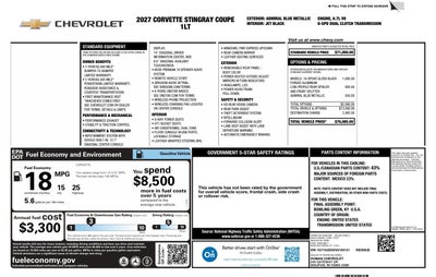 2027 Chevrolet Corvette Stingray 1LT