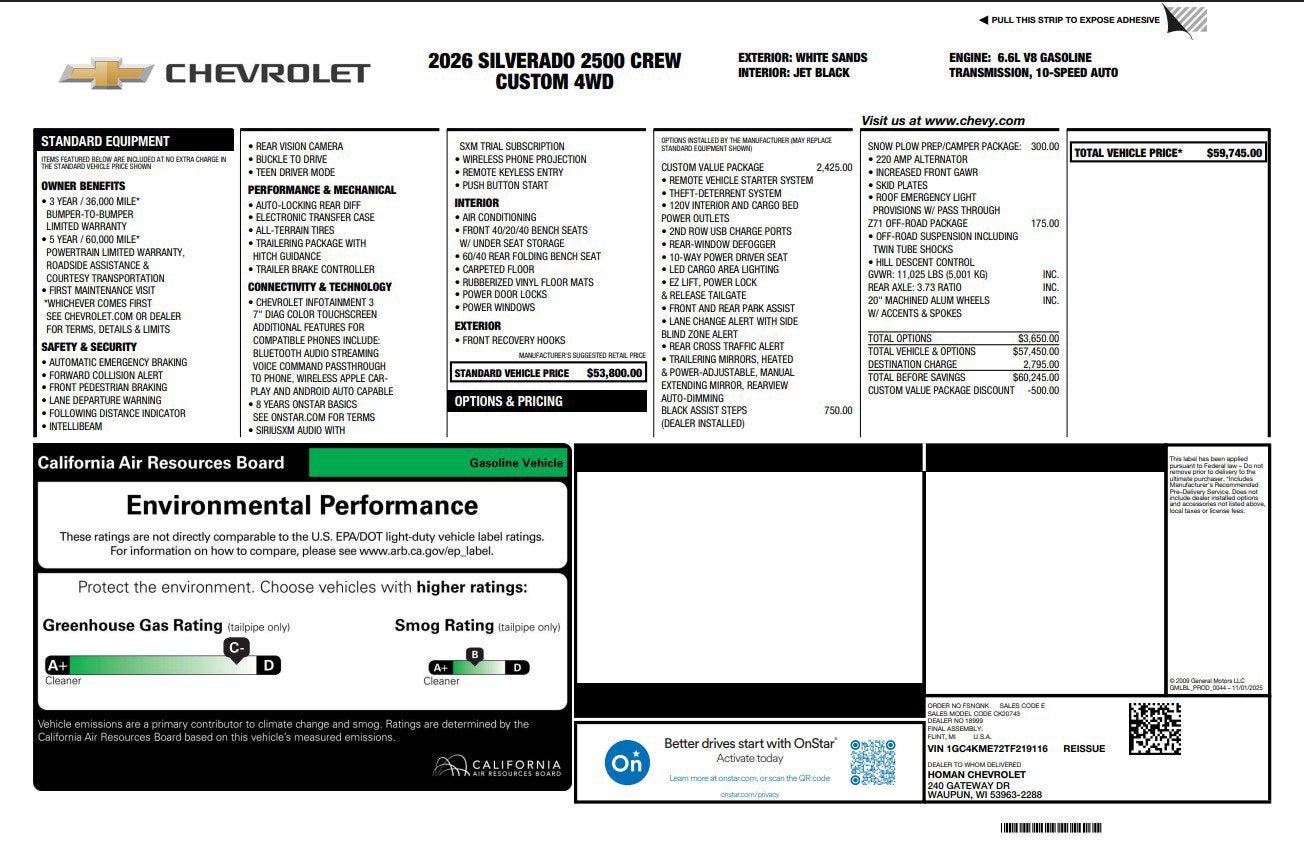 2026 Chevrolet Silverado 2500 HD Custom