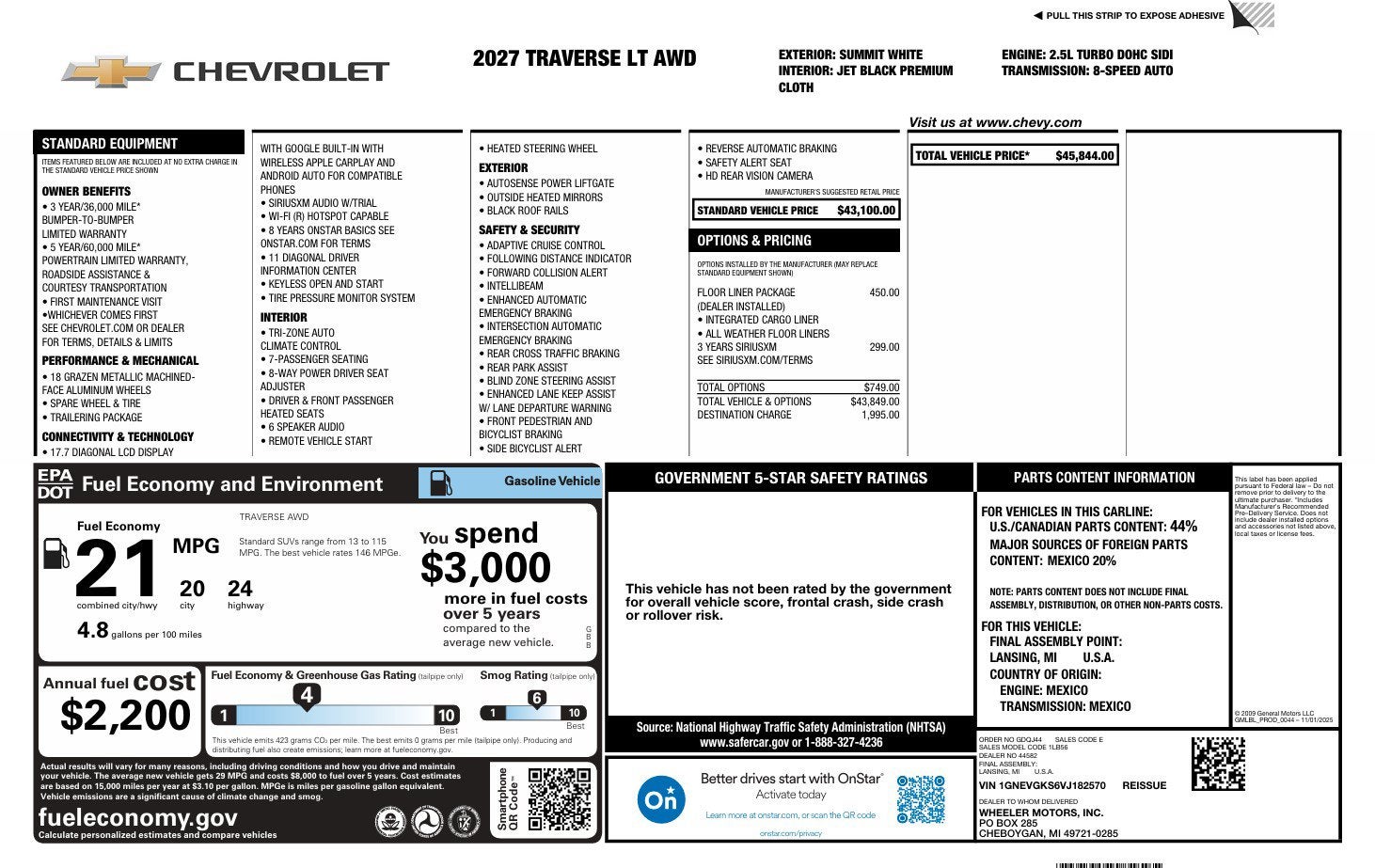 2027 Chevrolet Traverse LT
