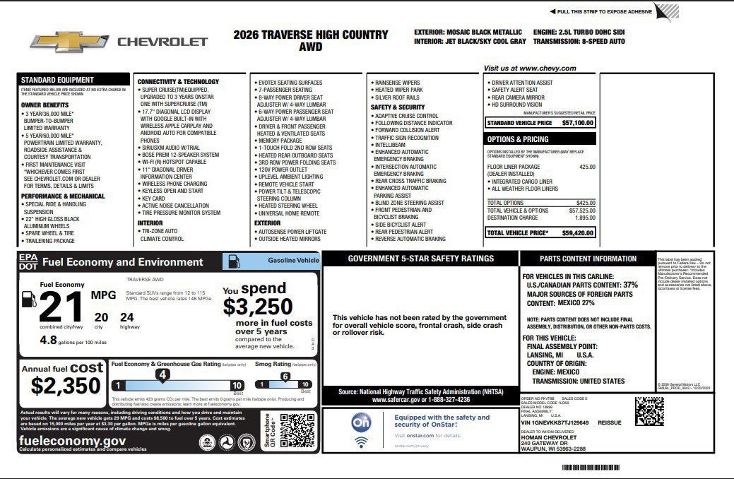 2026 Chevrolet Traverse High Country