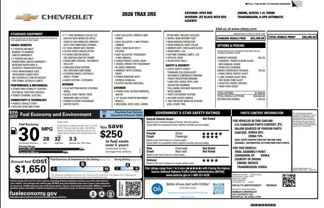 2026 Chevrolet Trax 2RS